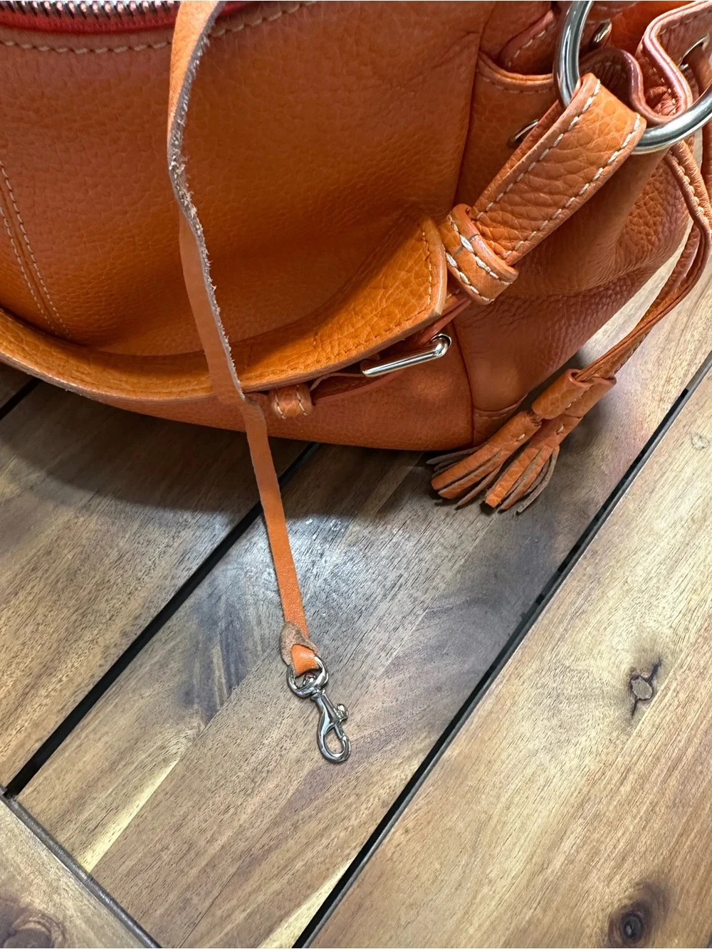 Dooney & Bourke Pebbled Leather Hobo Shoulder Bag in Tangerine